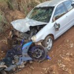 Colisão entre moto e carro deixa mulher em estado grave na MS-112, em Inocência