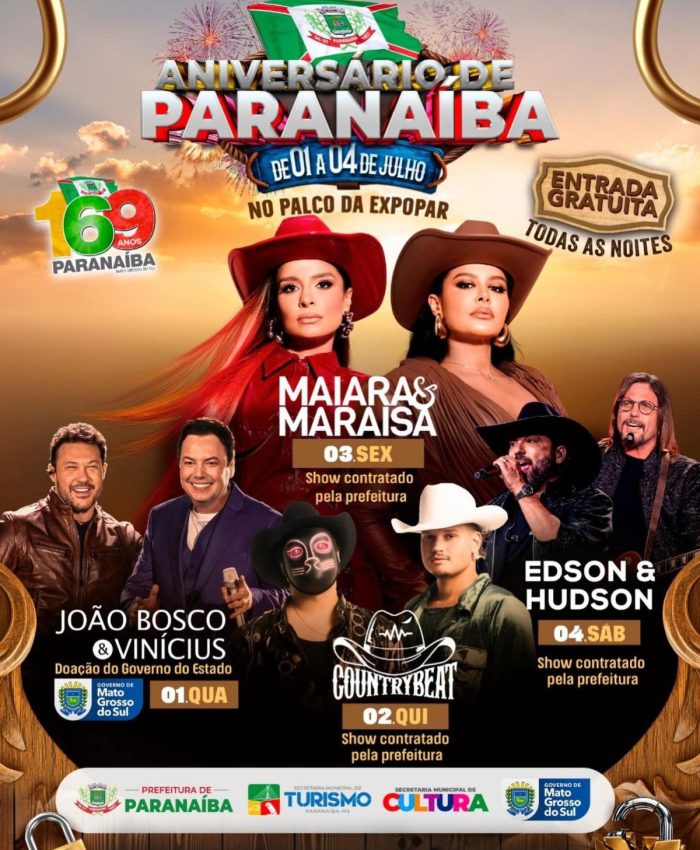 EXPOPAR 2026 celebra os 169 anos de Paranaíba com entrada gratuita e grandes shows